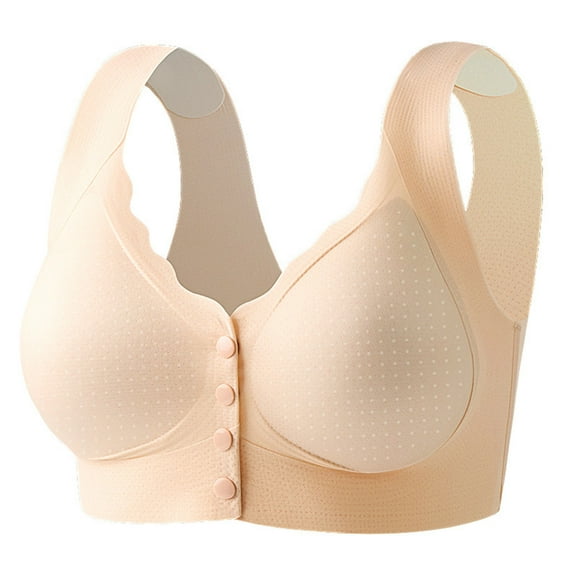 Fatuov Wirefree Bras for Women Plus Size Push-Up Bralettes for Everyday Sexy Full Coverage Breathable Summer Seamless Bras 40A, Khaki