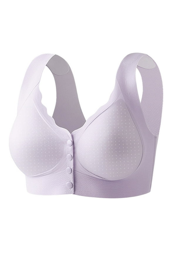 Wirefree Bras for Women Plus Size Push-Up Bralettes for Everyday Sexy Full Coverage Breathable Summer Seamless Bras 40A, Purple