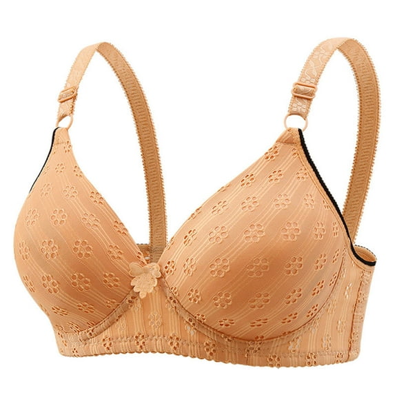 Fatuov Wirefree Bras for Women Push-Up Adjustable Straps Thin Sexy Bralettes for Casual Breathable Summer Bras 38B, Beige