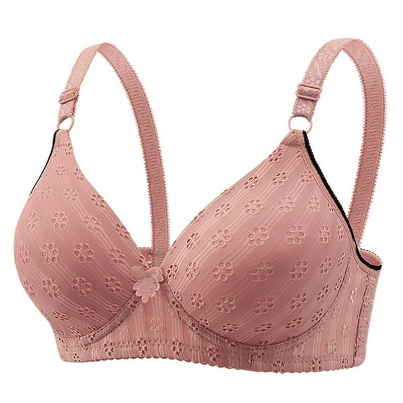 Fatuov Wirefree Bras for Women Push-Up Adjustable Straps Thin Sexy Bralettes for Casual Breathable Summer Bras 38B, Pink