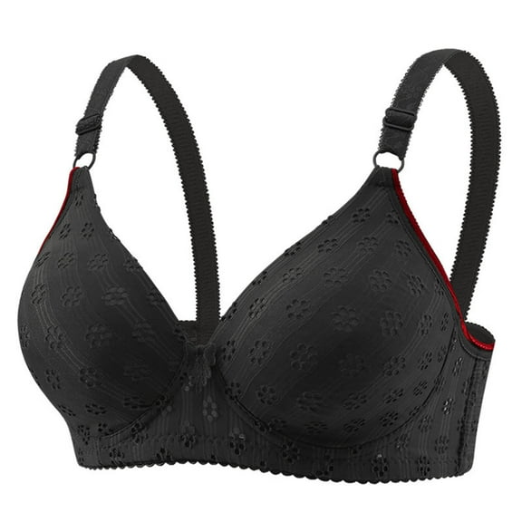 Fatuov Wirefree Bras for Women Push-Up Adjustable Straps Thin Sexy Bralettes for Casual Breathable Summer Bras 40B, Black