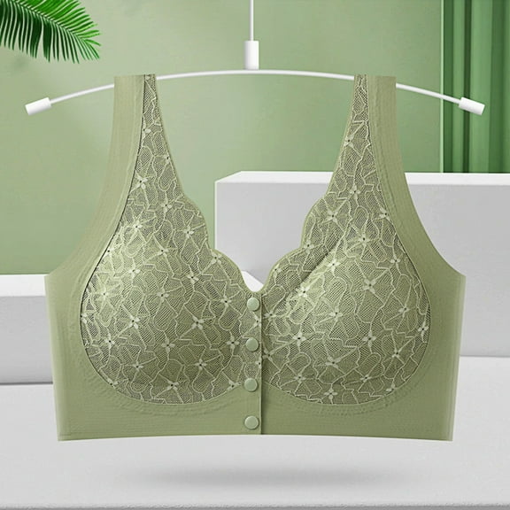 Fatuov Wirefree Bras for Women Push-Up Sexy Lace Seamless Bralettes for Casual Bras 38A, Green