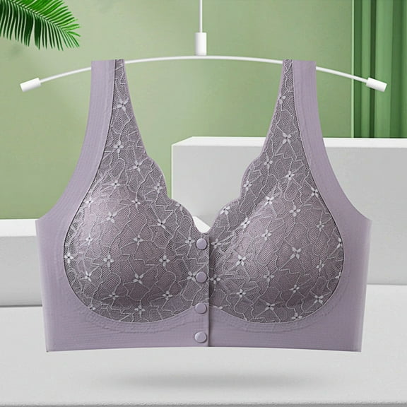 Fatuov Wirefree Bras for Women Push-Up Sexy Lace Seamless Bralettes for Casual Bras 42A, Purple