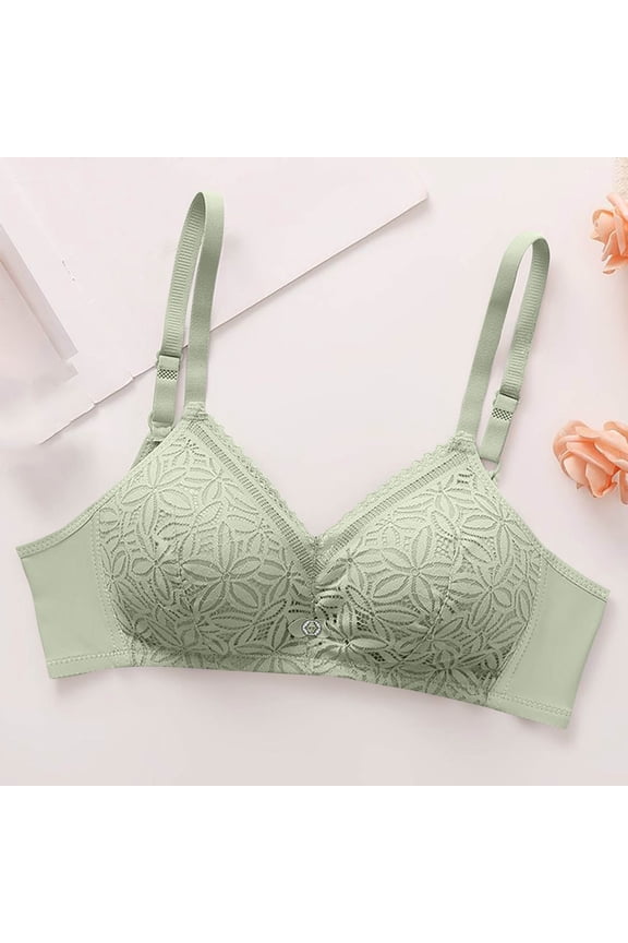 Wirefree Bras for Women Push-Up Spaghetti Straps Lace Bralettes for Sleep Sexy Thin Breathable Summer Bras 36A, Green