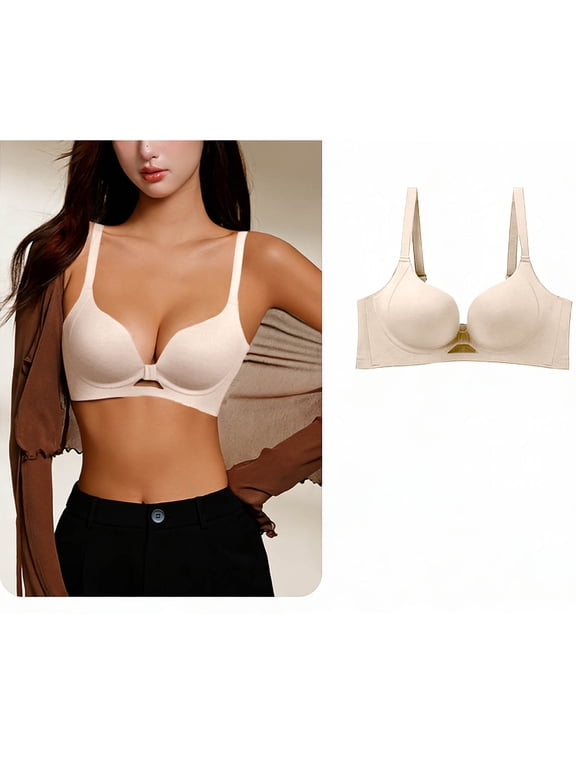 Wireless Bra for Women Push Up Full Coverage Thin Lightweight Bra Solid Color Breathable Fabric Lounge Underwear 32A