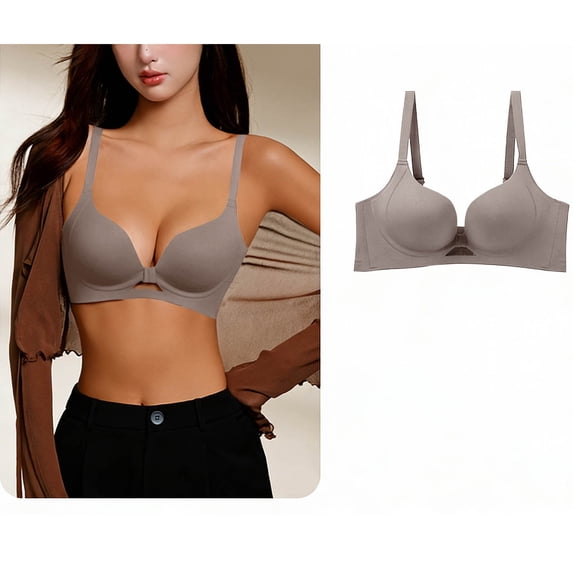 Fatuov Wireless Bra for Women Push Up Full Coverage Thin Lightweight Bra Solid Color Breathable Fabric Lounge Underwear 34A
