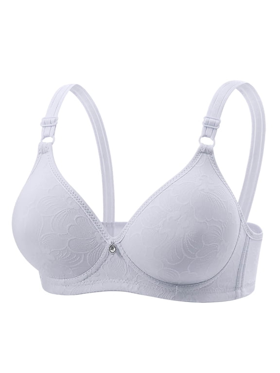 Wireless Bra for Women Solid Color Thin Comfort Bra Breathable Fabric Full Coverage Push Up All-Day Wear Bralette 36A