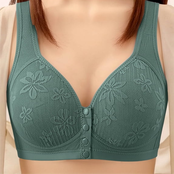 Fatuov Wireless Bralette for Women Front Closure Breathable Fabric Push Up Bra Full Coverage All-Day Wear Bra 36A