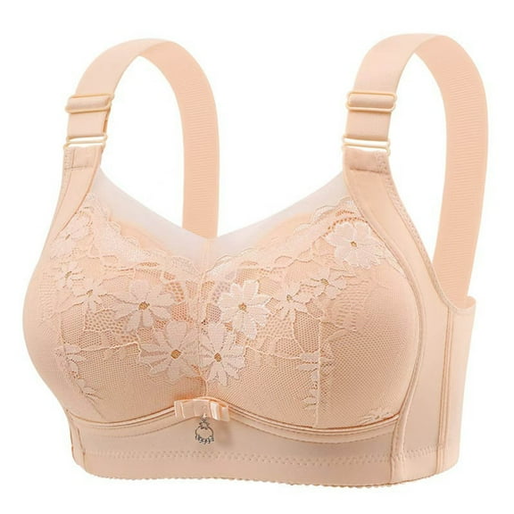Fatuov Wireless Bras for Women Under $10 Solid Color Sexy Push-Up Bralettes for Sleep Spaghetti Straps Full Coverage Seamless Bras 42A, Beige