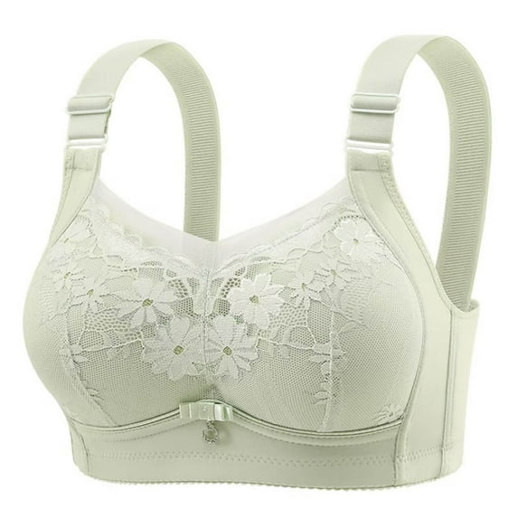 Fatuov Wireless Bras for Women Under $10 Solid Color Sexy Push-Up Bralettes for Sleep Spaghetti Straps Full Coverage Seamless Bras 42A, Green