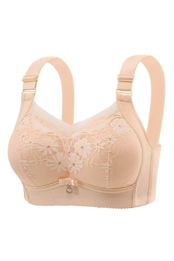 Wireless Bras for Women Under $10 Solid Color Sexy Push-Up Bralettes for Sleep Spaghetti Straps Full Coverage Seamless Bras 44A, Beige