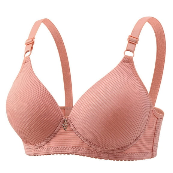 Fatuov Wireless Bras for Women Under $5 Sexy Push-Up Bralettes for Everyday Solid Color Adjustable Straps Full Coverage Thin Breathable Summer Bras 38B, Pink