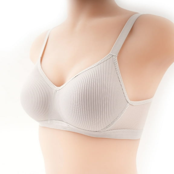 Fatuov Wireless Bras for Women Under $5 Spaghetti Straps Solid Color Push-Up Bralettes for Daily Sexy Full Coverage Seamless Bras 36A, Silver