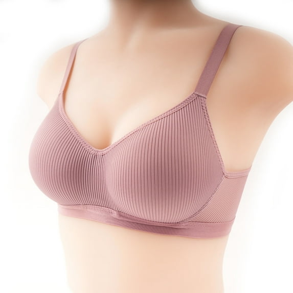 Fatuov Wireless Bras for Women Under $5 Spaghetti Straps Solid Color Push-Up Bralettes for Daily Sexy Full Coverage Seamless Bras 40A, Pink