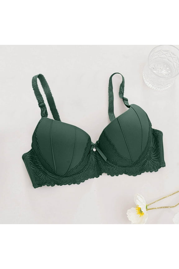Wireless Bras for Women Plus Size Push-Up Bralette Everyday Underwear for Shopping Support Bras 34B, Army Green