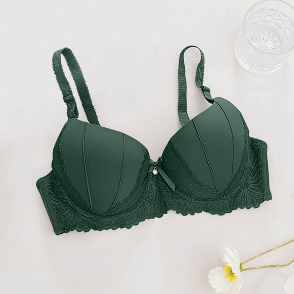 Fatuov Wireless Bras for Women Plus Size Push-Up Bralette Everyday Underwear for Shopping Support Bras 38B, Army Green