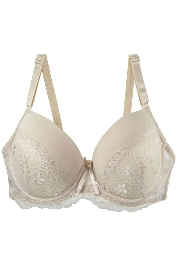 Wireless Bras for Women Plus Size Full Coverage Spaghetti Straps Push-Up Bralettes for Workout Sexy Breathable Summer Bras 44B, Beige