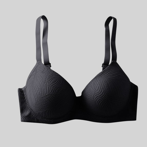 Fatuov Wireless Bras for Women Full Coverage Push-Up Bralettes for Casual Sexy Solid Color Seamless Bras 32C, Black