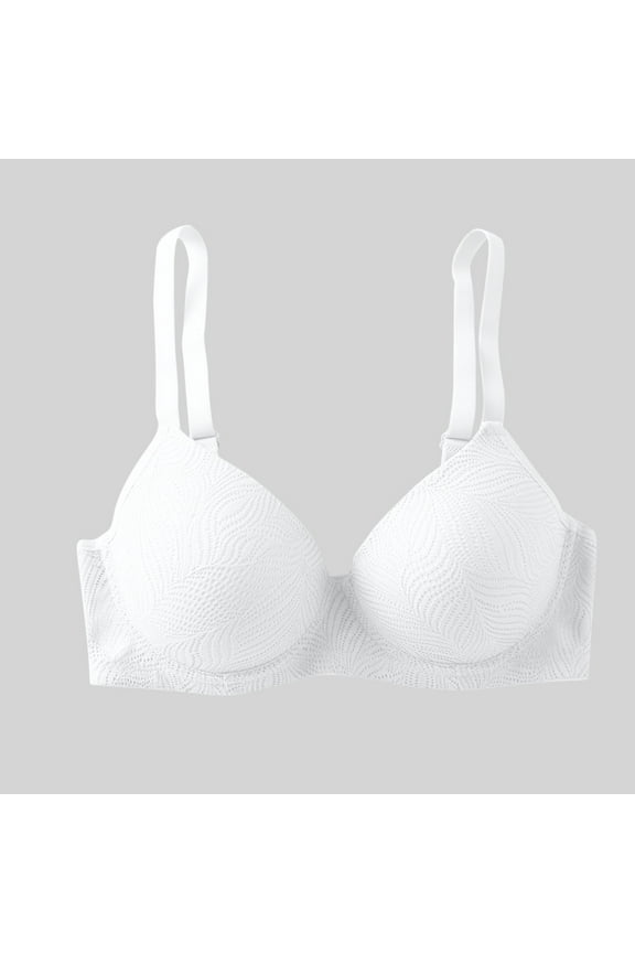Wireless Bras for Women Full Coverage Push-Up Bralettes for Casual Sexy Solid Color Seamless Bras 32C, White