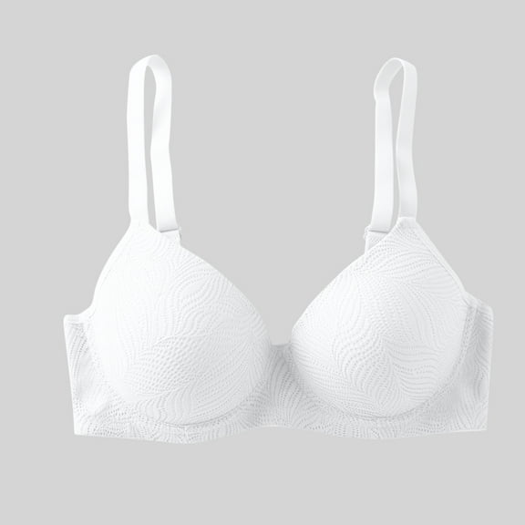 Fatuov Wireless Bras for Women Full Coverage Push-Up Bralettes for Casual Sexy Solid Color Seamless Bras 34C, White