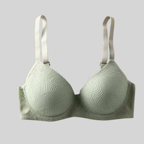 Fatuov Wireless Bras for Women Full Coverage Push-Up Bralettes for Casual Sexy Solid Color Seamless Bras 40C, Green