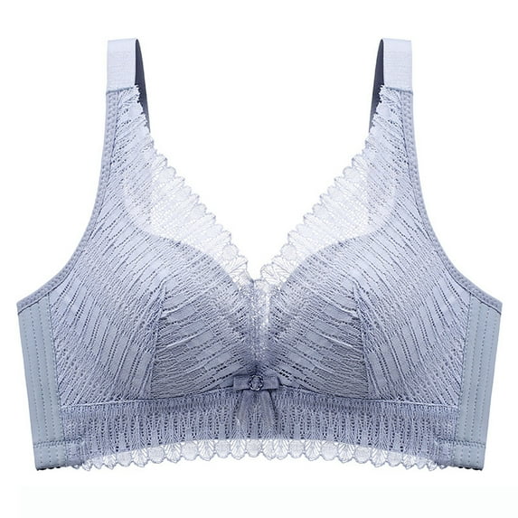 Fatuov Wireless Bras for Women Push-Up Bras Solid Color Lace Underwear for Lounge Bralette Support Bras 40A, Gray
