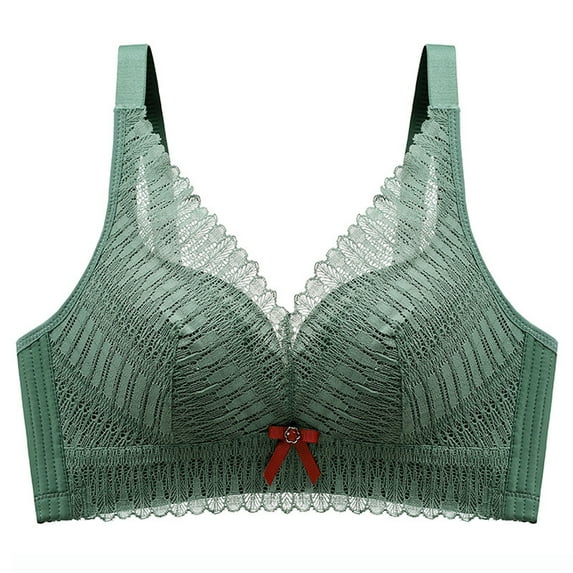 Fatuov Wireless Bras for Women Push-Up Bras Solid Color Lace Underwear for Lounge Bralette Support Bras 40A, Green