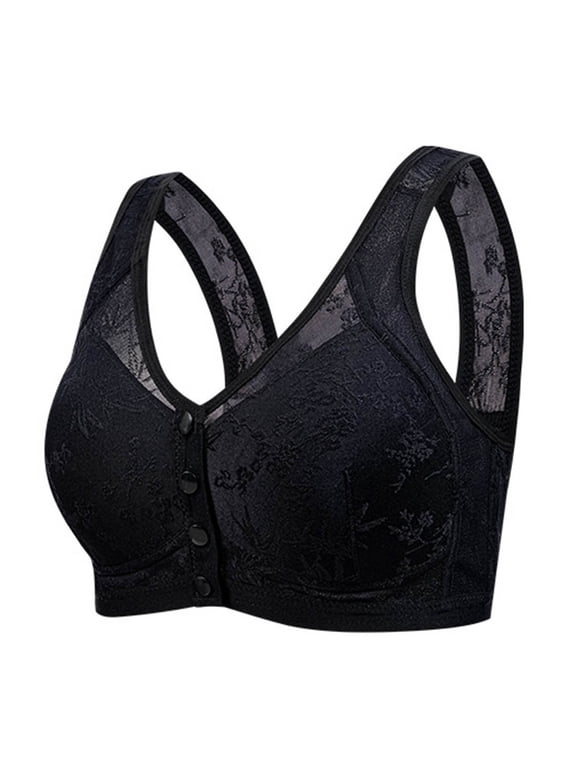 Wireless Everyday Bra for Women Front Closure Breathable Fabric Push Up Bra Solid Color Full Coverage Thin Bra 36A