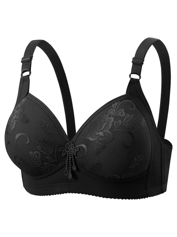 Wireless Everyday Bra for Women Full Coverage Lightweight Bra Push Up Print Breathable Fabric Thin Underwear 40B