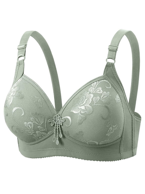 Wireless Everyday Bra for Women Full Coverage Lightweight Bra Push Up Print Breathable Fabric Thin Underwear 42B