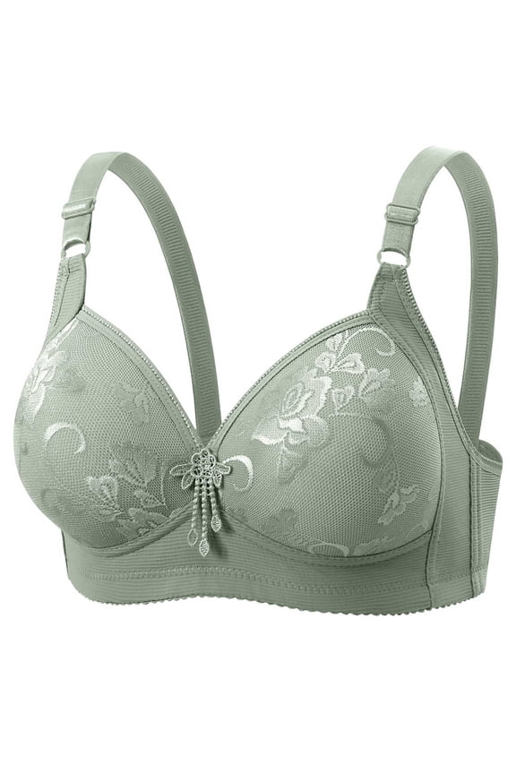 Wireless Everyday Bra for Women Full Coverage Lightweight Bra Push Up Print Breathable Fabric Thin Underwear 42B