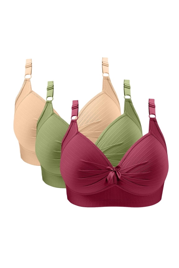 Women's Bras Plus Size Push Up All Day Comfort Bras for Work Seamless Full Coverage Soft T-Shirt Bras No Underwire, 3-Pack, Multicolor, 38B