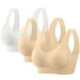 thumbnail image 1 of Fatuov Women's Comfort Bras Wireless Seamless Breathable Daily Bras for Casual Full Coverage Push Up Plus Size Bralette, 3-Pack, White, 44C, 1 of 5