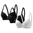 thumbnail image 1 of Fatuov Women's Full Coverage Bra with Underwire Supportive Soft T-Shirt Bra for Leisure, Solid Color Push Up Lightly Lined Bra 3-Pack, 36B, White, 1 of 4