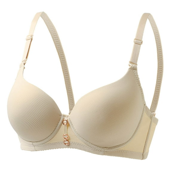 Fatuov Women's Full Coverage Wire Bra Soft Everyday Bra for Gift, Solid Color Push Up Supportive Lightly Lined Bra 36B, Beige