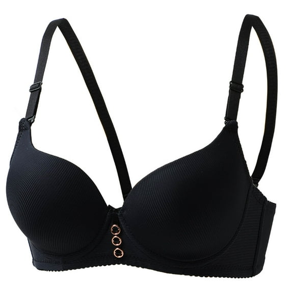 Fatuov Women's Full Coverage Wire Bra Soft Everyday Bra for Gift, Solid Color Push Up Supportive Lightly Lined Bra 40B, Black