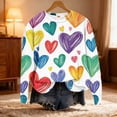 thumbnail image 1 of YOTAMI Women's Heart Print Blouse Valentine's Day Print Pullover Long Sleeve Crew Neck Loose Fit Blouse - Valentine's Day Gift for Her, 1 of 3