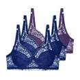 thumbnail image 1 of Fatuov Women's Lace Bra with Underwire Breathable T-Shirt Bra for Office, Full Coverage Push Up Solid Color Supportive Lightly Lined Bra 3-Pack, 34B, Purple, 1 of 4