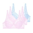 thumbnail image 1 of Fatuov Women's Lace Bra with Underwire Full Coverage Breathable T-Shirt Bra for Party, Push Up Supportive Solid Color Lightly Lined Bra 3-Pack, 38B, Light Blue, 1 of 4