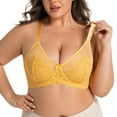 thumbnail image 1 of Fatuov Women's Lace Bra with Underwire Solid Color Supportive Breathable Everyday Bra for Vacation, Full Coverage Push Up Lightly Lined Bra 42C, Yellow, 1 of 5