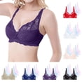 thumbnail image 1 of Fatuov Women's Lace Bra with Underwire Solid Color Full Coverage Supportive Comfort Bra for Home, Push Up Lightly Lined Bra 3-Pack, 40C, Purple, 1 of 4