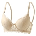 thumbnail image 1 of Fatuov Women's Lace Bra with Underwire Supportive Comfort T-Shirt Bra for Casual, Push Up Full Coverage Solid Color Lightly Lined Bra 38B, Beige, 1 of 2