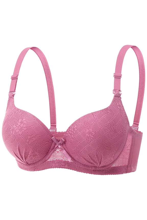 Women's Lace Bras Full Coverage Push Up Seamless Breathable Everyday Bras for Lounge Wireless Adjustable Straps Lightly Lined Bra 38B, Dark Gray