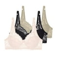 thumbnail image 1 of Fatuov Women's Lace Underwire Bra Push Up Comfort Bra for Running, Supportive Solid Color Full Coverage Lightly Lined Bra 3-Pack, 34B, Beige, 1 of 4