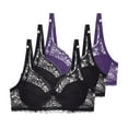 thumbnail image 1 of Fatuov Women's Lace Wire Bra Full Coverage Solid Color Comfort Everyday Bra for Gift, Supportive Push Up Lightly Lined Bra 3-Pack, 40C, Purple, 1 of 4