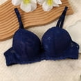 thumbnail image 1 of Fatuov Women's Lace Wire Bra Solid Color Breathable T-Shirt Bra for Outdoor, Push Up Supportive Full Coverage Lightly Lined Bra 36B, Blue, 1 of 5