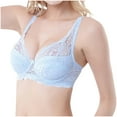 thumbnail image 1 of Fatuov Women's Lace Wire Bra Supportive Push Up Solid Color Breathable T-Shirt Bra for Outdoor, Full Coverage Lightly Lined Bra 3-Pack, 34C, Light Blue, 1 of 3