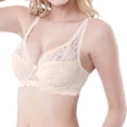 thumbnail image 1 of Fatuov Women's Lace Wire Bra Supportive Push Up Solid Color Breathable T-Shirt Bra for Outdoor, Full Coverage Lightly Lined Bra 3-Pack, 42B, Beige, 1 of 3