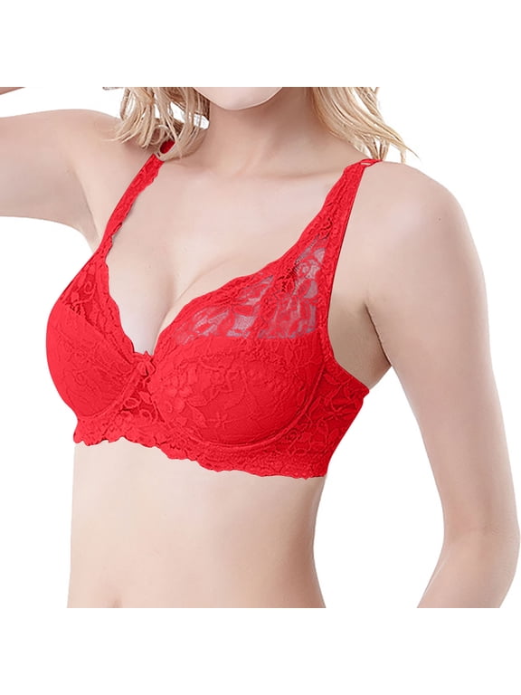 Women's Lace Wire Bra Supportive Push Up Solid Color Breathable T-Shirt Bra for Outdoor, Full Coverage Lightly Lined Bra 3-Pack, 42B,