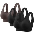 thumbnail image 1 of Fatuov Women's Plus Size Bras Wireless Push Up All Day Comfort Bras for Travel Seamless Full Coverage Breathable T-Shirt Bras, 3-Pack, Coffee, 36C, 1 of 5